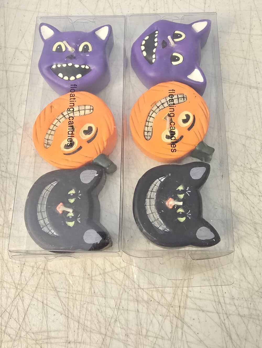 2 Packs of Spooky Hollow 2004 Halloween Floating Candles Cats Jack O Lanterns